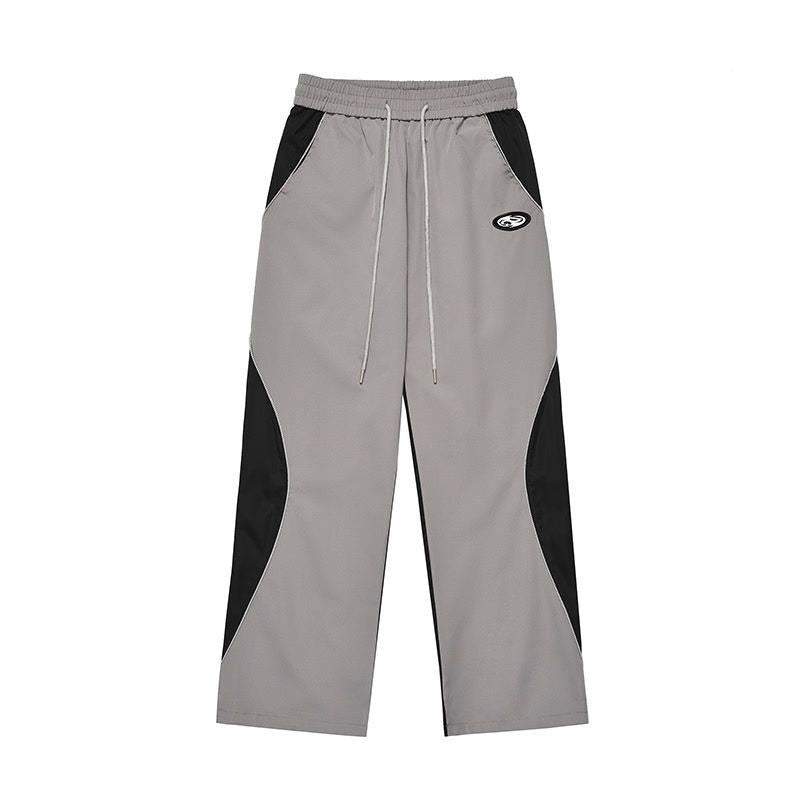 American Retro Color Contrast Patchwork Design Pants